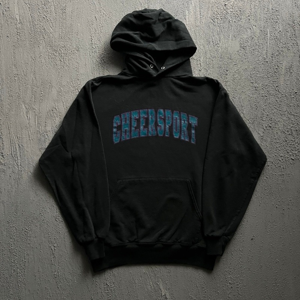 Vintage Cheersport Hoodie Medium Black 1990s Spellout